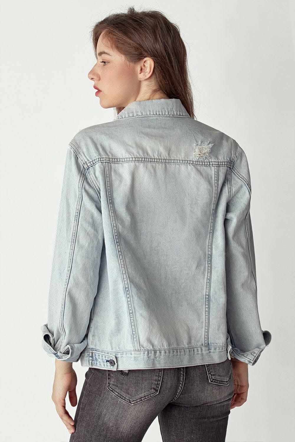 RISEN Distressed Button Up Jacket - Love Salve